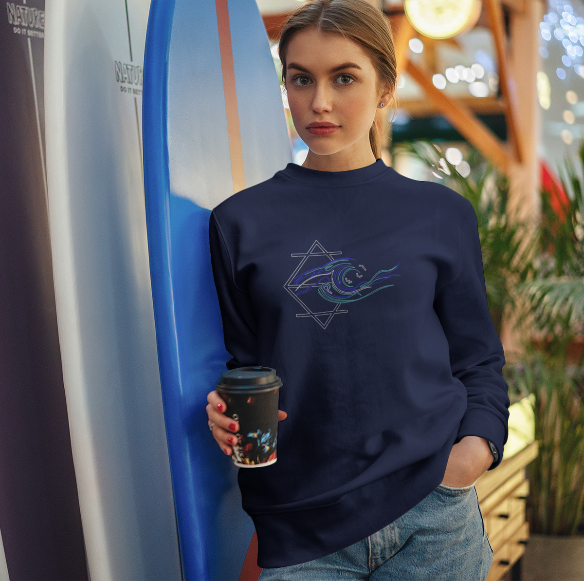 Pre-Order Summer waves Unisex Crew Jumper. Two great colours